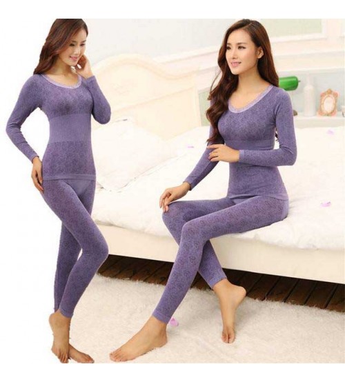 Thermal Body Shaping Night Wear Suit - Blue